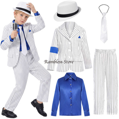 Children Michael Jackson Dancer Cosplay Suits for Kids Stage Performance Smooth Criminal MJ Cos Costumes Sets Kid Halloween