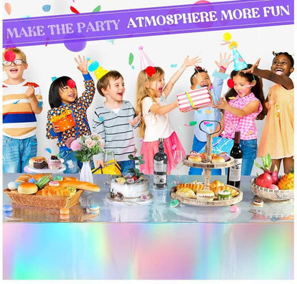 Laser Rainbow Theme Party Disposable Tablecloth & Rectangular Mantel De Mesa Cover for Birthday Wedding Home Decor Supplies