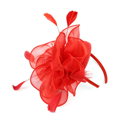 Novo Chapéu Fascinator de Organza Feminino com Flor de Pena Kentucky Derby Cocar Chapéu Pillbox para Casamento Chá da Tarde Acessórios de Cabelo com Clipe
