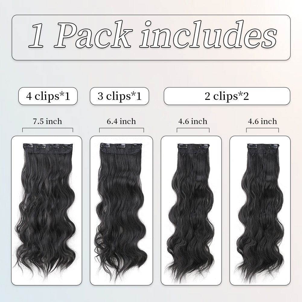 Extensões de Cabelo Sintético com Ondas Corporais 4pçs/conjunto Perucas com Grampos Extensões de Cabelo para Mulheres e Meninas