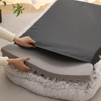 Cama para Cães Meia Volta Recheio Total, Sofá para Cães Grandes e Quente de Inverno, Cama Quadrada Macia para Gatos, Canil de Pelúcia, Acessórios para Casa de Filhotes
