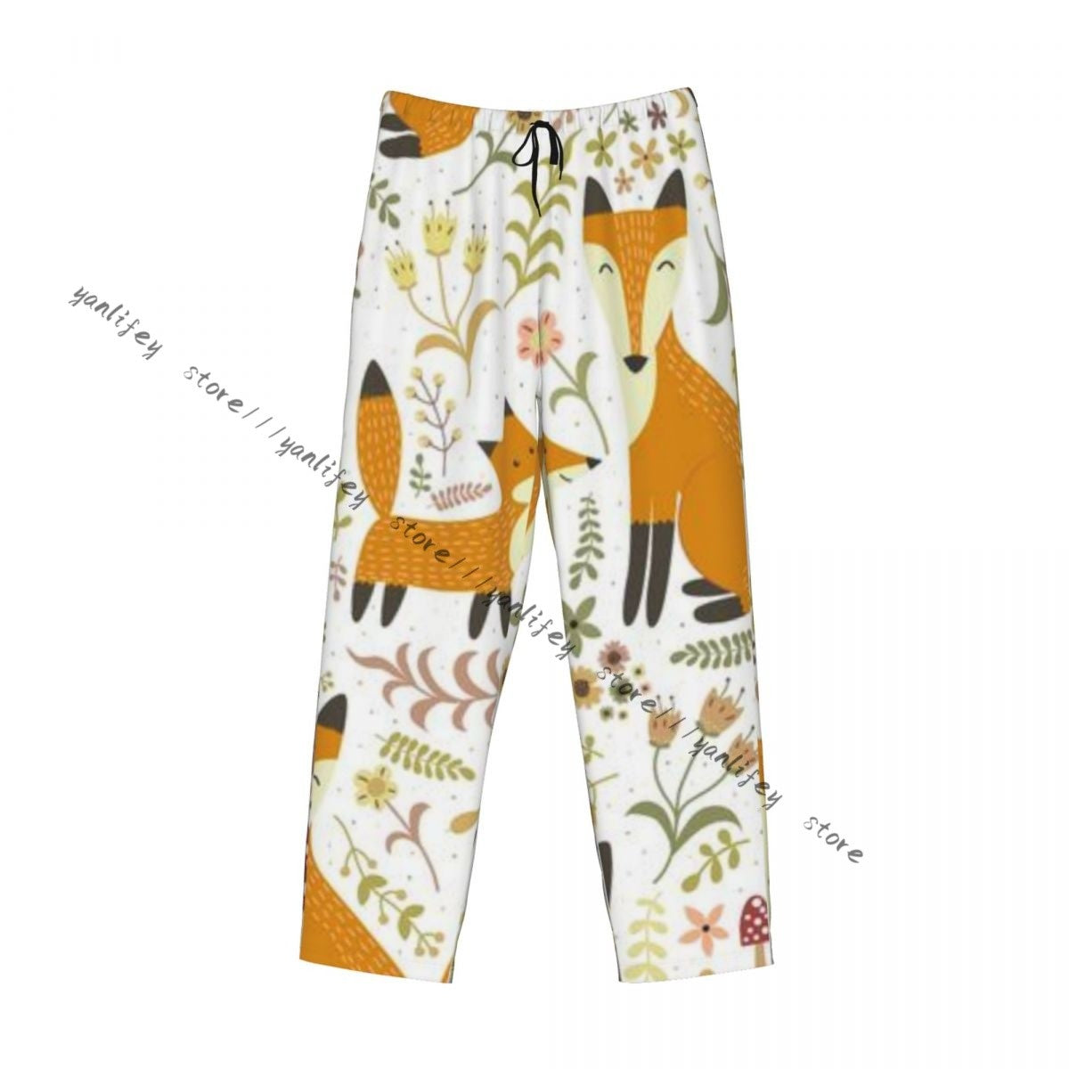 Men's Sleepwear Loose Sleep Pants Pajamas Cute Foxes Forest Long Lounge Bottoms Casual Homewear