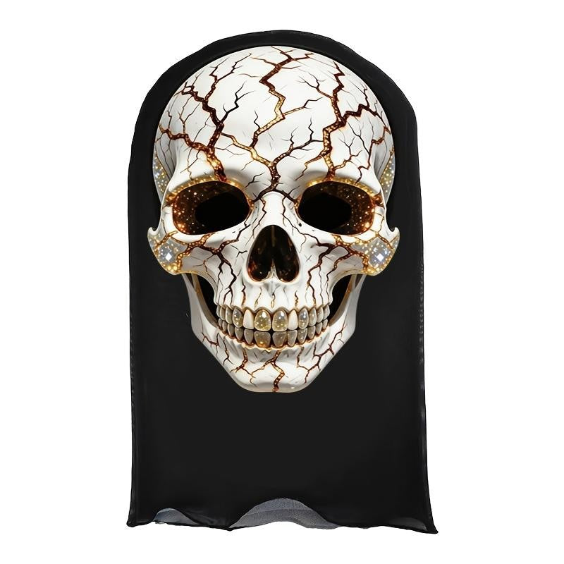Skull Mask with Cracked Starry Eyes — A Quirky Headpiece Perfect for Halloween Cosplay. Also Doubles As A Breathable for Outdoor