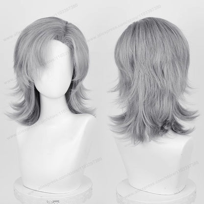 Anime 44cm Medium Basic Synthetic Side Part Hair Cosplay Wig Black White Red Silver Pink Blue Women Man Heat Resistant Hairs