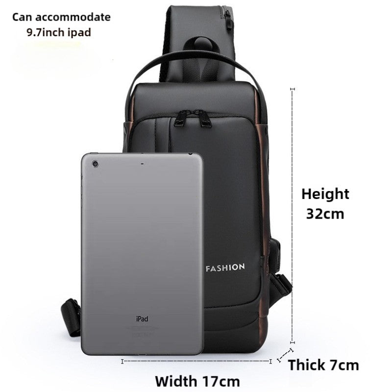 Men Anti Theft Chest Bag Shoulder Bags USB Charging Crossbody Package School Short Trip Messengers Bags Men's Oxford Sling Pack