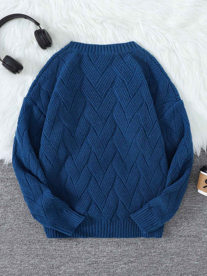 New\Japanese Style Round Neck Couple Sweater Plain Weave Style Casual Versatile Trendyy Men's Long-Sleeved Sweater Top