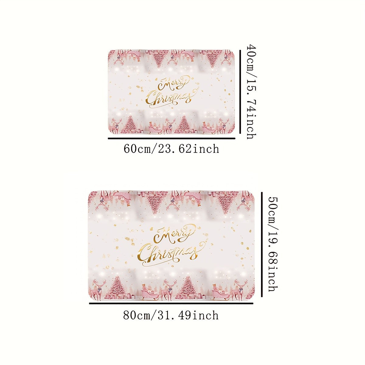 VIKAMA Pink Minimalist Christmas-themed Rug Bedroom, Living Room, Hallway Entrance Mat Soft Comfortable Floor Mat Home Decor