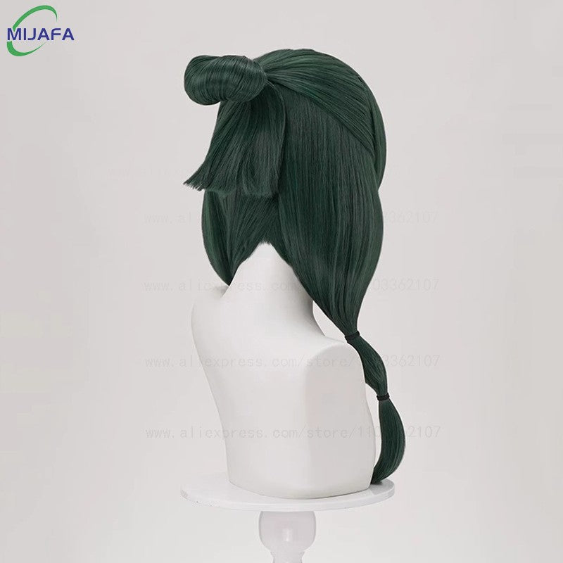 Peruca Cosplay Maomao de Alta Qualidade The Apothecary Diaries Verde Escuro Resistente ao Calor Cabelo Sintético Festa Anime Perucas Mao Mao + Touca de Peruca
