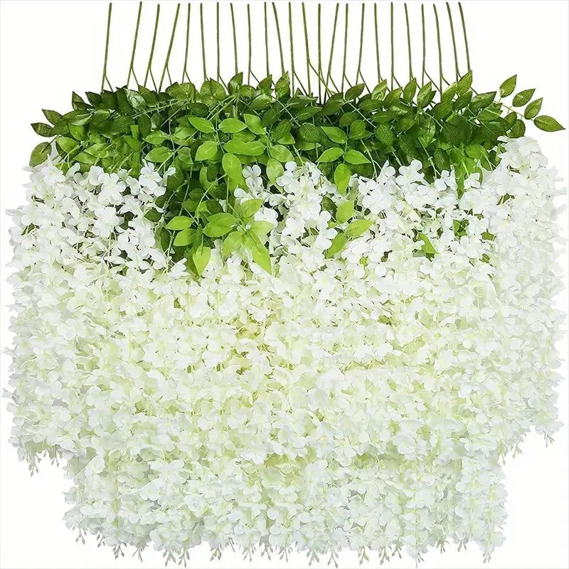 12pcs Wisteria Vine Artificial Flowers Wholesale Trailing Fake String for Home Wedding Party Decor Silk