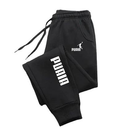 Calça de moletom masculina estampada PUAIA, calça de corrida primavera outono, fitness, caimento folgado, roupa de cor sólida, calça streetwear