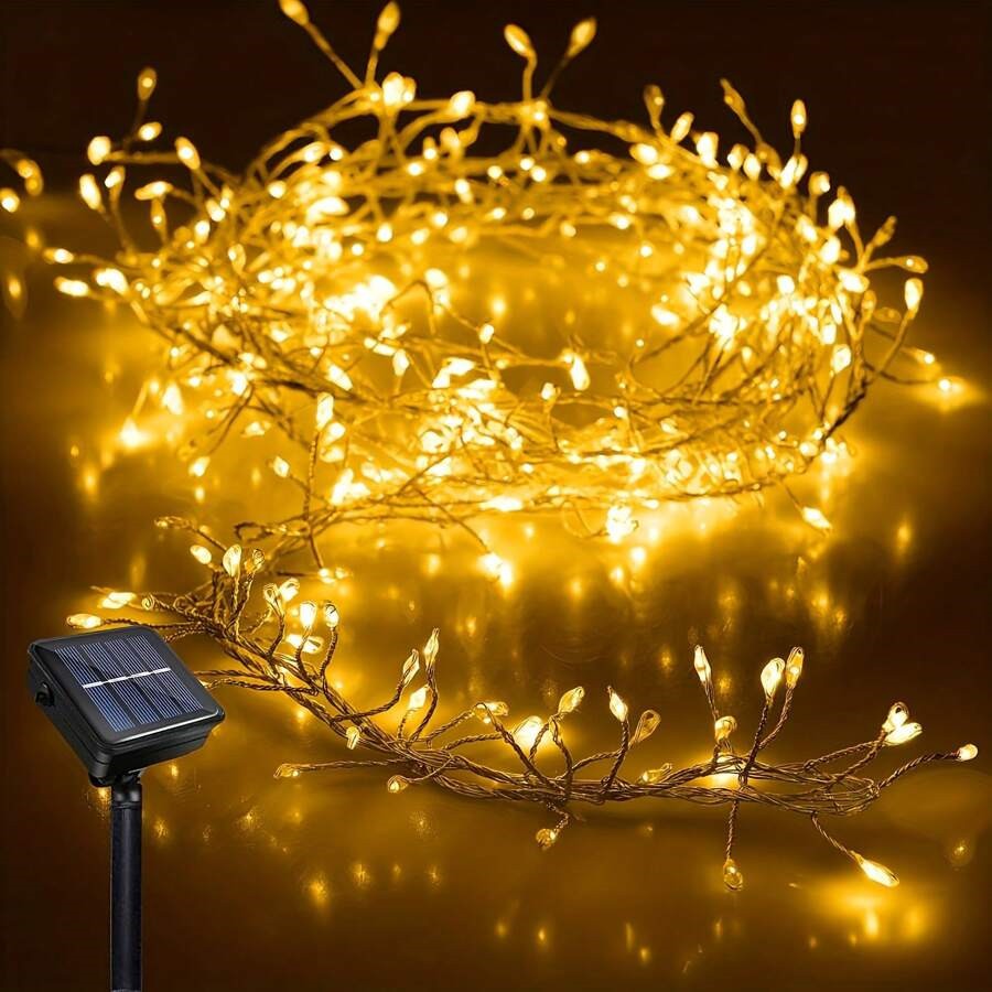 Solar LED Firecracker String Lights Outdoor Waterproof Garland Fairy Light for Wedding Party Garden Christmas Holiday Decoration