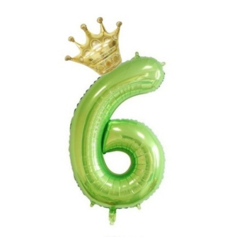 2Pcs 40Inch Fruit Green 0-10 Number Foil Balloon with Mini Gold Crown for Birthday Christmas Valentine Party Decor