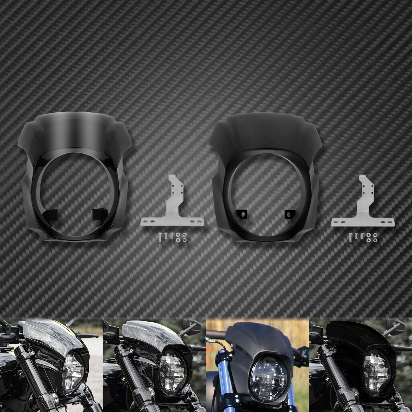 Capa Carenagem Farol Dianteiro Brilho Preto/Preto Fosco Para Harley Softail Breakout FXBRS FXBR Modelos 2018-2022 2023