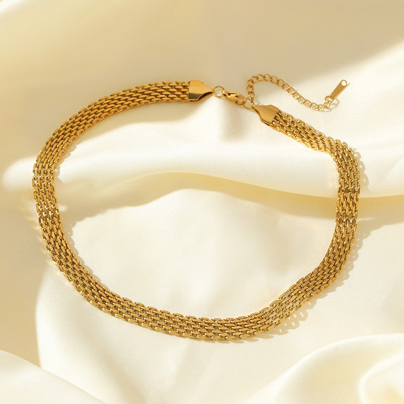 GANEMLY Conjunto de joias à prova d'água de aço inoxidável 316L, colar de corrente larga de metal, pulseiras, conjunto de joias com pingente de corrente dourada, presente