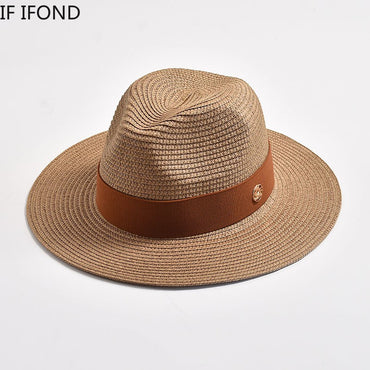 Summer Straw Hats for Women Men Panama Travel Beach Sun Hat Ribbon Decoration Elegant Luxury Jazz Hat