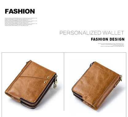 Women's Wallet Fashion Genuine Leather Short Female Purse ID Card Holder Wallets RFID Ladies Clutch With Zipper Coin Purse