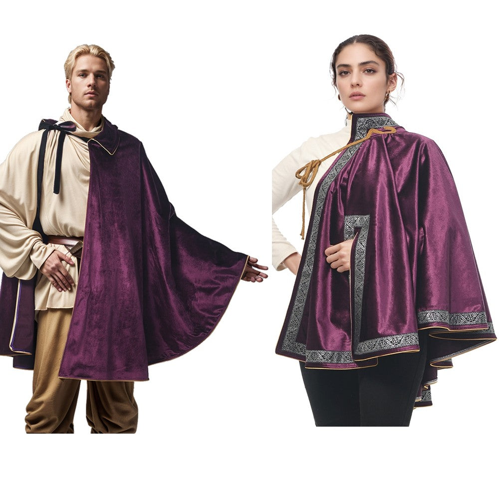 Medieval Musketeer Cape Women Men Steampunk Shawl Half Shoulder Samurai Cloak LARP Warrior Cape Medieval Halloween Costume