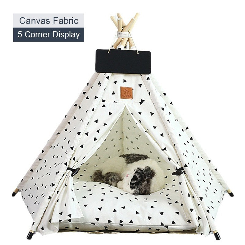 Tenda Tipi para Gatos e Cães, Portátil, Removível, Lavável, Casinha Interna para Filhotes com Almofada e Lousa, Cama para Gato