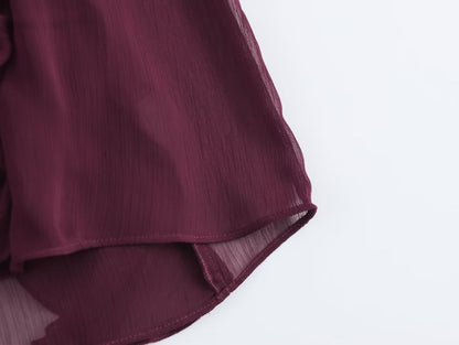 2025 Summer Chic Women's Elegant Loose Long Sleeve Layered Shirts Office Lady Vintage V-neck Translucent Tierred Ruffles Blouses