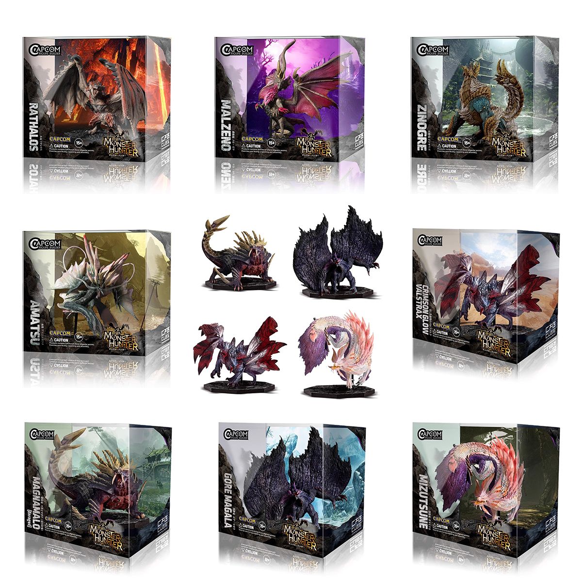 Monster Hunter CUBE Zinogre Amatsu Crimson Glow Valstrax Gore Magala MAGNAMALO Mizutsune Boneco de Dragão Modelo de Brinquedos