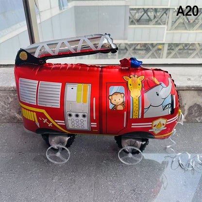 1PC 3D Cartoon Foil Balloons Elephant Stand Walking Balloon With Wheel For Kids Birthday Party Decoration Baby Shower