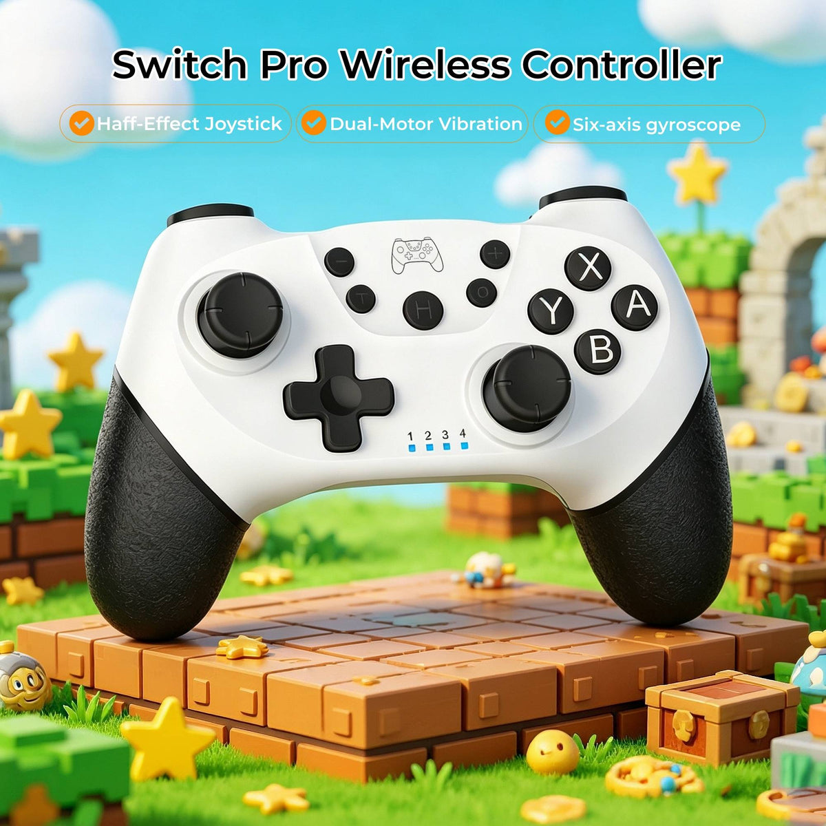 Wireless Pro Controller for Nintendo Switch /OLED/Lite, Haff-Effect Joystick 6?Axis Gyro Dual Vibration Gaming Joystick
