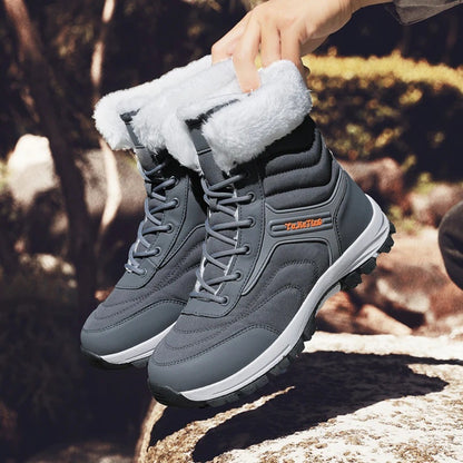2025Brand Warm Winter Men's Hiking Boots Outdoor Snow Men Boots Men Work Casual Sneakers High Top Keep Warm Non-slip Ankle Boots