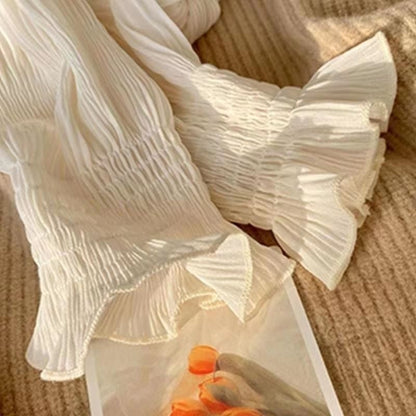 Chiffon Blouse Women Auricular Edge Fairy Gas 2023 New Korean Version Loose Foreign Style Court Bottom Coat