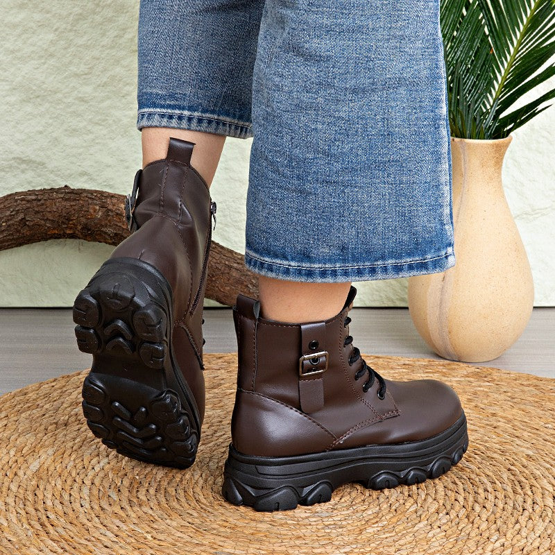 Bestselling Height Increasing Women2025Autumn and Winter New Fleece-Lined Non-Slip Short Boots for Petite Thick-Soled Faux Wool