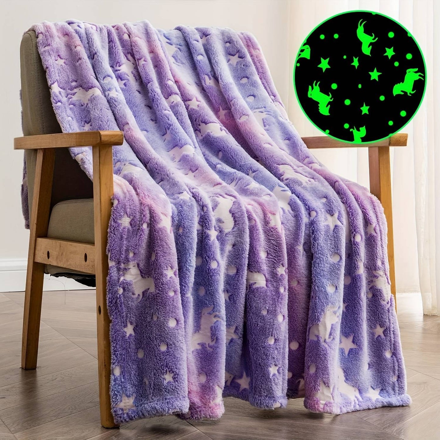 1 cobertor luminoso Pegasus gradiente roxo, cobertor macio e confortável de flanela de lã para dormir, cobertor de escritório