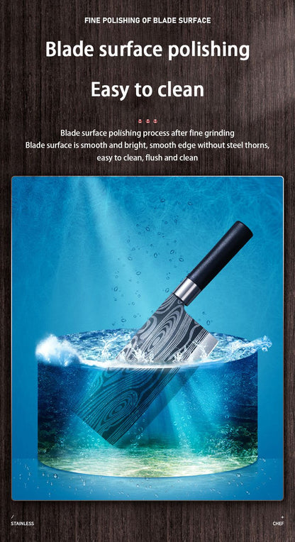 Kitchen Knives Scissors Sharpening Rod Set Laser Damascus Pattern Utility Stainless Steel Sharp Slicing Chef knife Cooking Tool