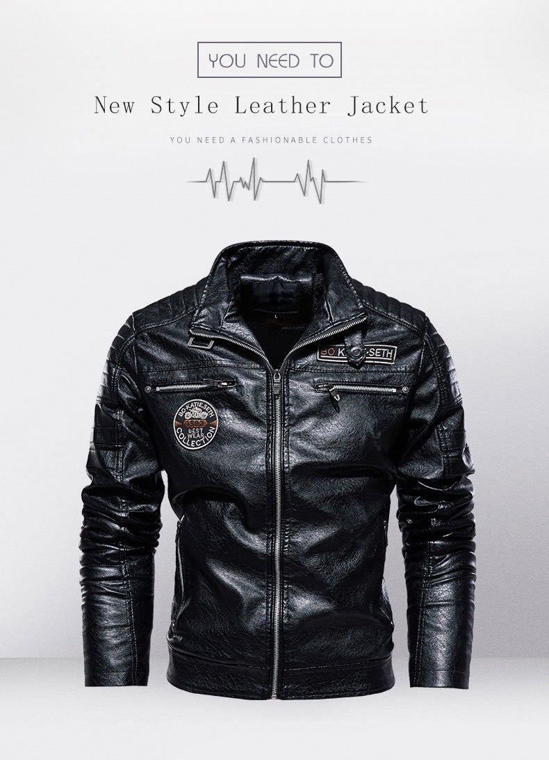 Motorcycle commuting racing suit outdoor cycling suit jacket autumn European and American tough guy lapel leather jacket