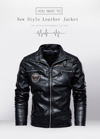Motorcycle commuting racing suit outdoor cycling suit jacket autumn European and American tough guy lapel leather jacket