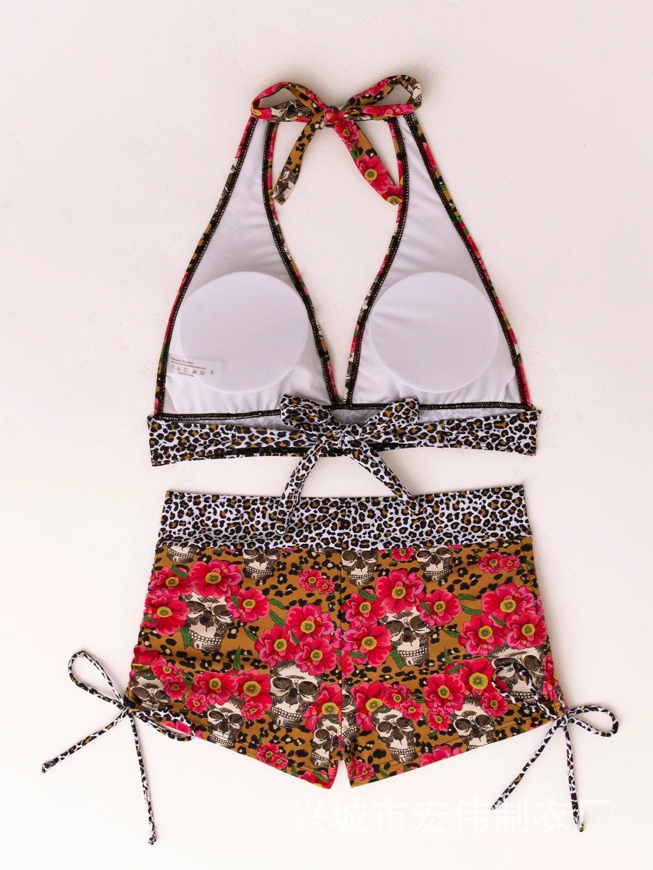 Conservative Skull Print Bikini Women's Swimsuit Flat Briefs New Arrival Swimwear from Mainland China Female Fashionable