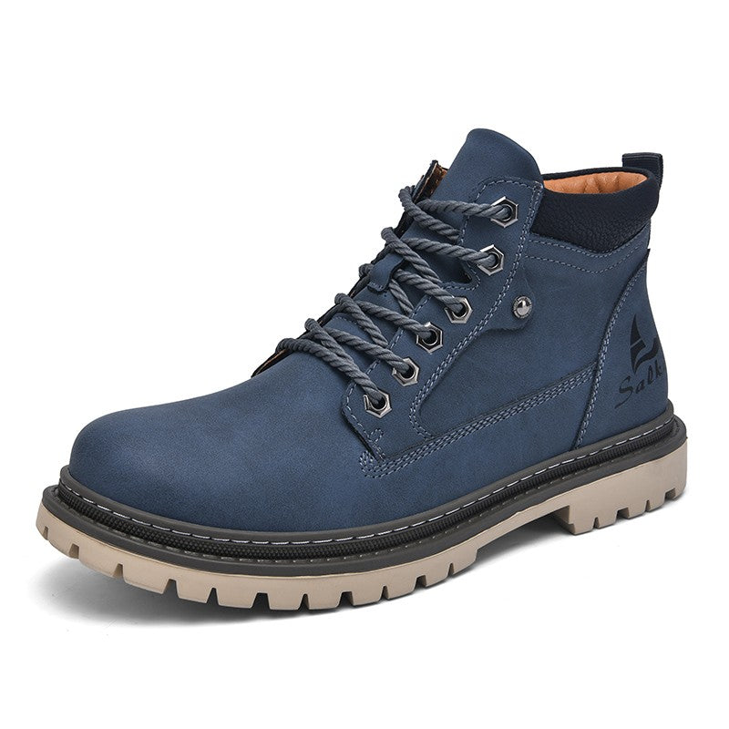 Botas Masculinas Feitas à Mão, Botas de Tornozelo de Inverno em Couro, Sapatos de Outono para Caminhada ao Ar Livre, Tênis, Botas Masculinas de Cano Alto, Calçados Antiderrapantes