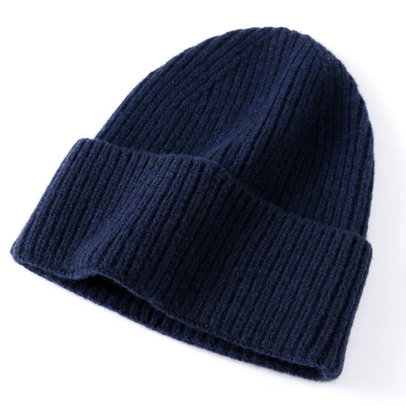Pure Wool Beanies Knitted Cap Women Men Knitted Hat Casual Bonnets Soild Colour Autumn Winter