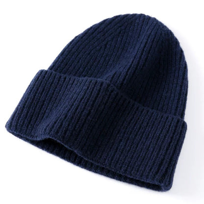 Pure Wool Beanies Knitted Cap Women Men Knitted Hat Casual Bonnets Soild Colour Autumn Winter