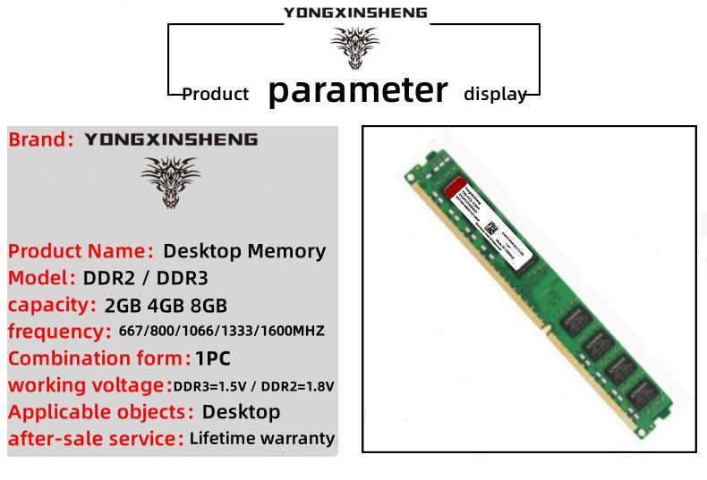 Memória RAM DDR3 1GB 2GB 4GB 8GB DDR2 RAM 5300 6400 10600 12800 Memória de computador de mesa 2RX8 Intel e AMD RAM totalmente compatível