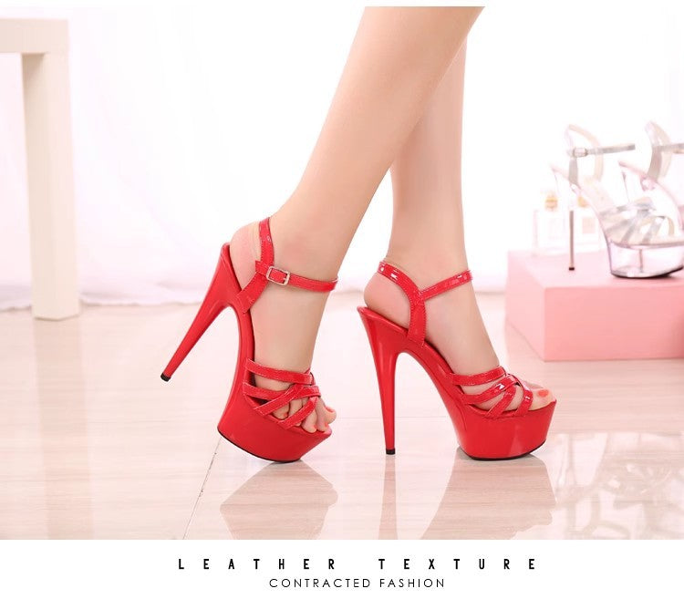 New 2024 Summer Fashion Sandals Sexy Open Toe 15CM High Heels Party Dress Wedding Nightclub Women Shoes Platform Stripper Heels