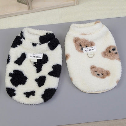Colete de cachorro quente de lã, suéter de outono macio para animais de estimação, roupas de cachorro de luxo, moletons para filhotes, colete de gato com estampa animal, pulôveres para animais de estimação, roupas de poodle