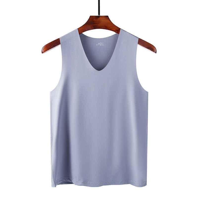 Summer Men's Non-Marking Ice Silk Undershirt Men's Slim Sports Fitness Cross-Body Bottoming Sleeveless Breathable Comfortable
