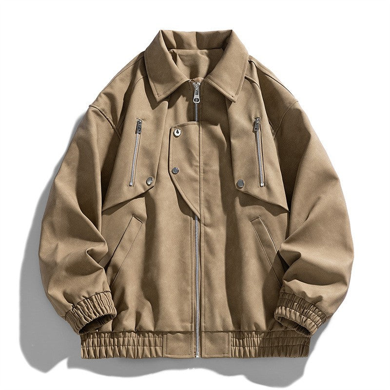 Fashion Trend Korean Slim Fit Casual Men's Leather Jacket Motorcycle Jacket New Spring and Autumn Men's Slim PU Leather Jacket