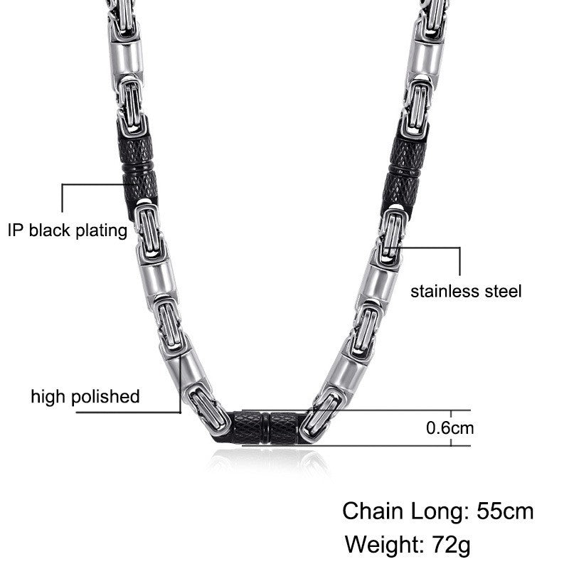 Colar Bicicleta Rock Punk HipHop 6mm Banhado a Ouro Joias Masculinas Femininas Corrente Bizantina de Aço Inoxidável Presentes