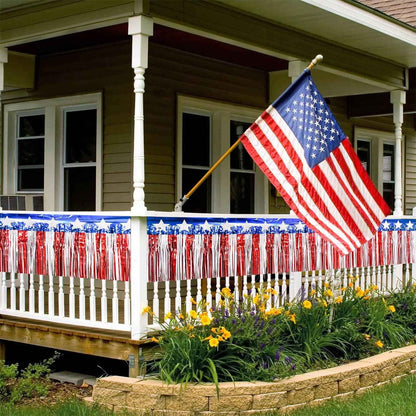 USA Flag Fringe Banner Tinsel Streamer Foil Tassel Garland For Independence Day Fourth Of July Indoor And Outdoor Decoration