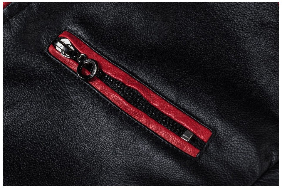 Motorcycle Jacket Leather Men Coat Bomber Waterproof Warm Fashion Splicing Vintage Stand Collar Riding Black Long Jacket Plus