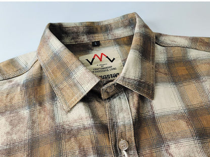 Autumn New Japanese Retro Long-Sleeve Lapel Plaid Cargo Shirt Men's Simple 100% Cotton Washed Pocket Casual Blouses Thin Coat