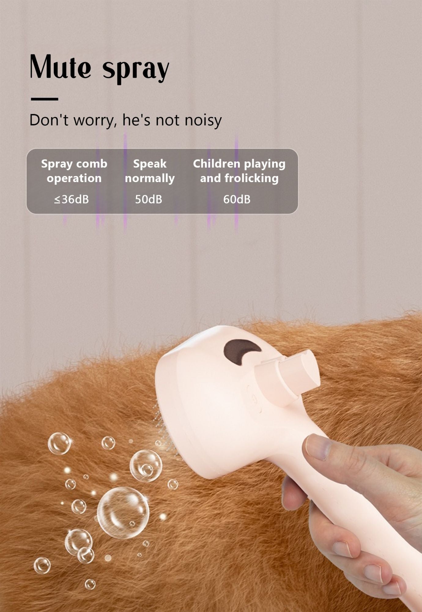 Pente a vapor para cães, escova de massagem para animais de estimação, carregamento USB, cabeça redonda segura, dentes macios, pente universal para remoção de pelos para cães e gatos