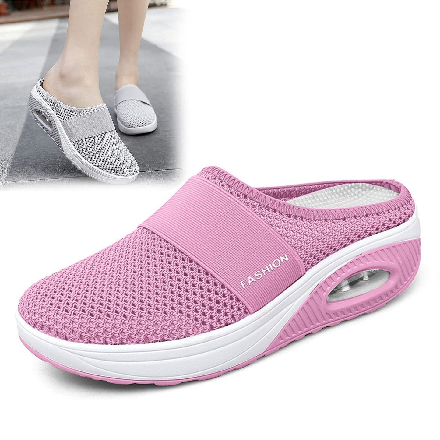 Slip-On Women'S Walking Sandals,Breathable Mesh Casual Shoes Breathable With Arch Support Knit Shoes Thickened Soft Sole