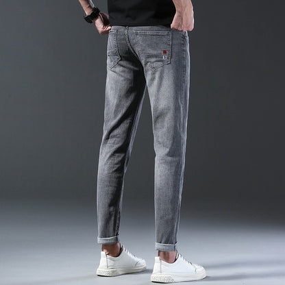 2024 Men's Fashion and Casual New Four Seasons Lightweight Long Pants Men's denim pants Straight leg pants Elastic jeans