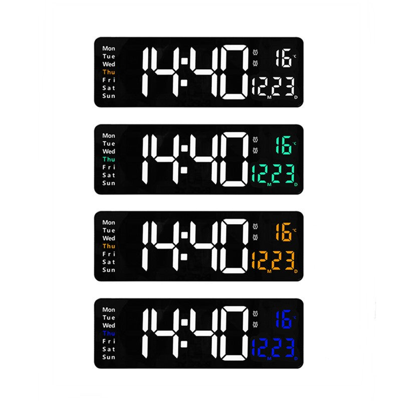 Large Digital Wall Clock Temp Date Week Display Remote Control Power Off Memory Table Clock Wall-mounted Dual Alarms LED Clocks